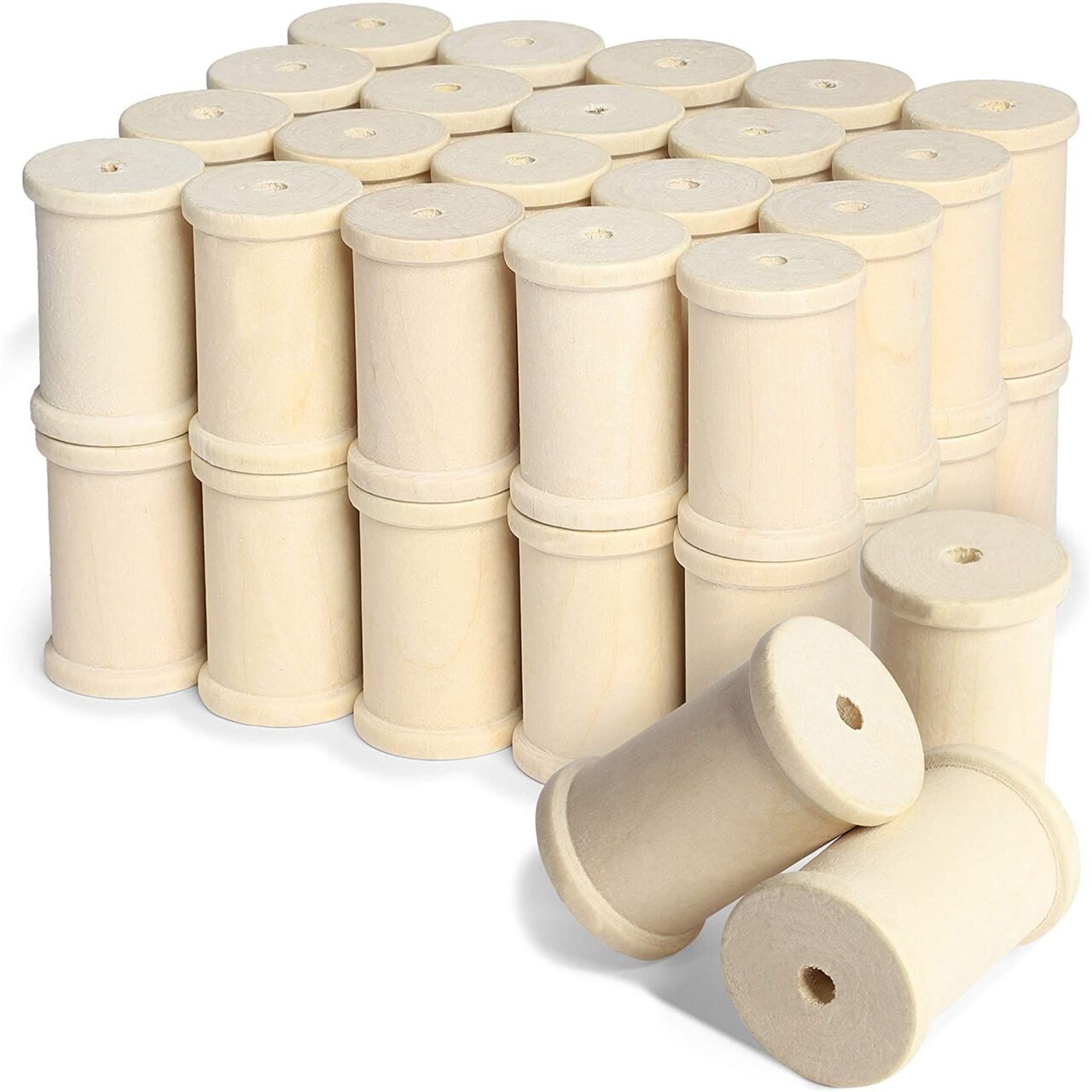 Large Unfinished Wooden Spools for Crafts (1.37 x 2 In, 40 Pack)